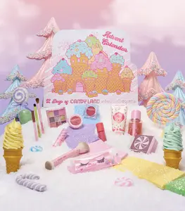 Beauty Creations 12 Days Advent Calendar Candy Land Makeup Set with Shimmer Body Lotion Mist Blush Brush Powder Lip Balm Pencil Liner & Shadow Palette