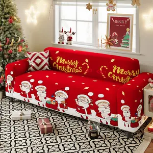 1PC Christmas Stretch Sofa Cover Pet Proof Easy Wash Festive Decor No Pillowcase Elastic Sofa Slipcover