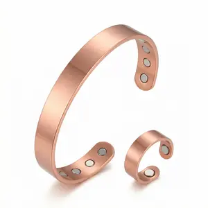 Nandudu Women's Copper Magnetic Bracelet & Ring, Dainty Minimalist Accessory, Ideal Gift for Women