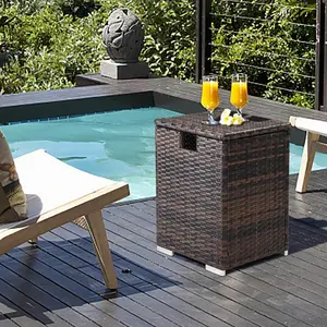 summervibes Ktaxon 15 in Rattan Storage Box Wicker Propane for Indoor and Outdoor, Brown Gradient, Versatility, and Durability Wicker SIde Table