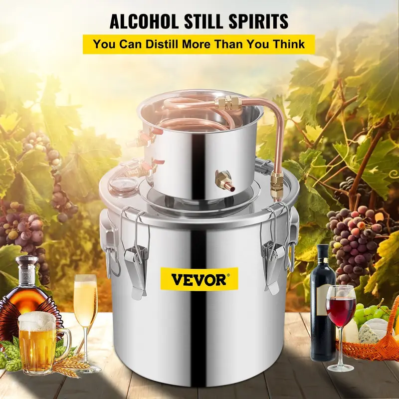 thumbnail image 2 of 3Gal/12L Alcohol Still – 3-Pot Home Distiller Kit, Stainless Steel & Copper, Silver 2 of 5