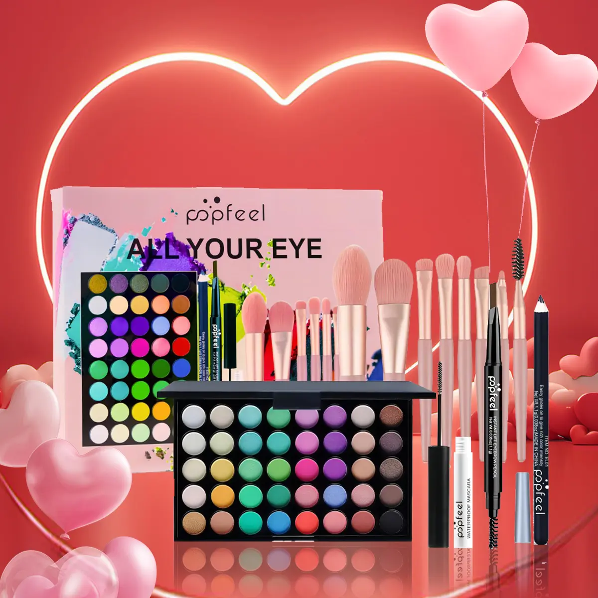 Professional Eye Makeup Set with Eyeshadow Palette, Eyeliner, Mascara, Eyebrow Pencil and Makeup Tool Box, Perfect for Stunning Eye Looks