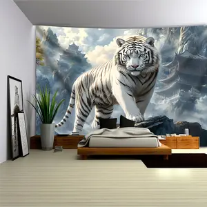 Tiger Tapestry Wild Animal Backdrop Jungle Theme Wall Hanging Photography Background Wildlife Decor for Living Room Bedroom Indoor Outdoor Home Decoration