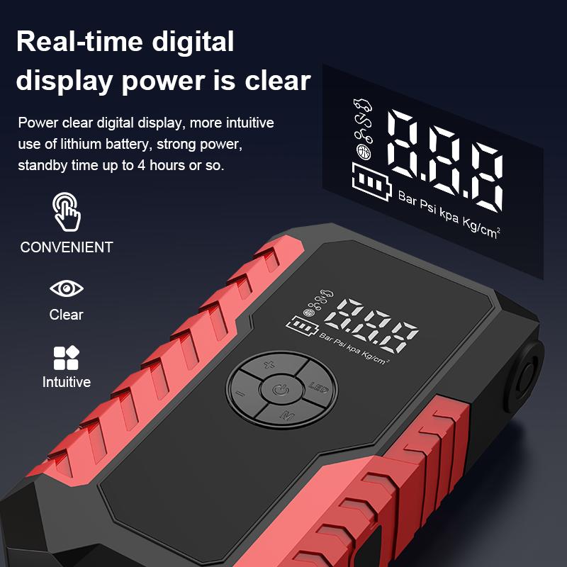 10000mAh Portable Jump Starter with Air Compressor 150PSI 12V Car Battery Jump Box for 8L Gas & 6.5L Diesel Engines Wireless Safe Clamps for Easy Use