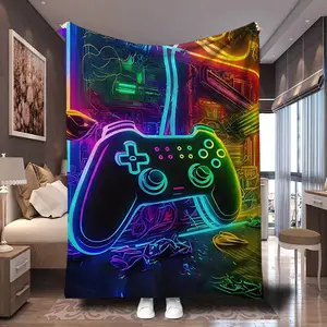 Cozy Game Controller Flannel Throw Blanket - Perfect Gamer's Gift for All Seasons, Soft & Warm for Couch, Bed, Car, Office, Camping & Travel-280GSM