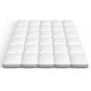 King Size Mattress Topper 2-Inch Duck Feather Gusset Mattress Pad for Beds - 233-Thread Count Cotton Mattress Cover (White)