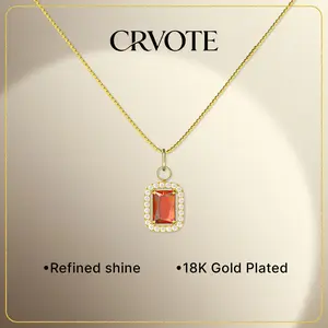 [2026 New Arrival] CRVOTE Birthstone Necklace, 18K Gold Plated Dainty Pendant with Sparkling Birthstone-Inspired Design, Perfect Gift for Mom, Daughter & Teens