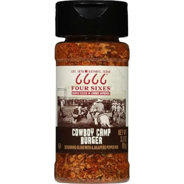 6666 Four Sixes Cowboy Camp Burger Seasoning, 3.2 Ounce
