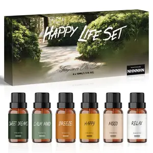 Essential Oils Set, Premium Pure and Natural Essential Oils, Fragrance Oil Scented Oils for Oil Diffusers 6 x 10 ML - Happy, Sweet Dreams, Breeze, Mood, Relax, Calm Mind