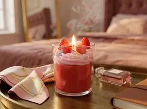 Realistic Strawberry Sundae Candl，Handcrafted Home Decor