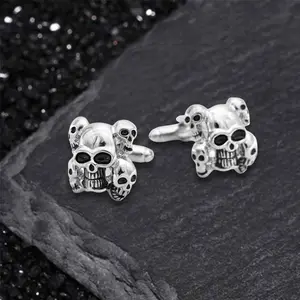 GTHIC Horrible Five-Headed Skull Copper Cufflinks Dark Aesthetic Accessories for Formal Parties