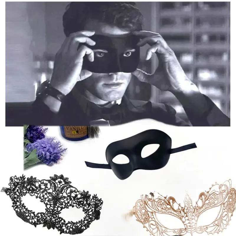 Luxury Venetian Lace Masquerade Masks for Couples, 3-Piece Gold & Black Party Accessories Kit, 1 Size for Halloween Balls, Pack, One Size