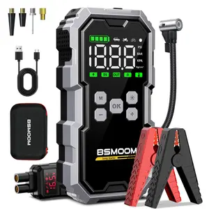 BSMOOS Portable Car Jump Starter with Air Compressor, Car Jump Starter (ALL Gas/ 10L Diesel) with 150PSI Digital Tire Inflator, 12V  Jump Box Car Battery Jumper Starter car battery batteryjumper jump starter multi-functional auto