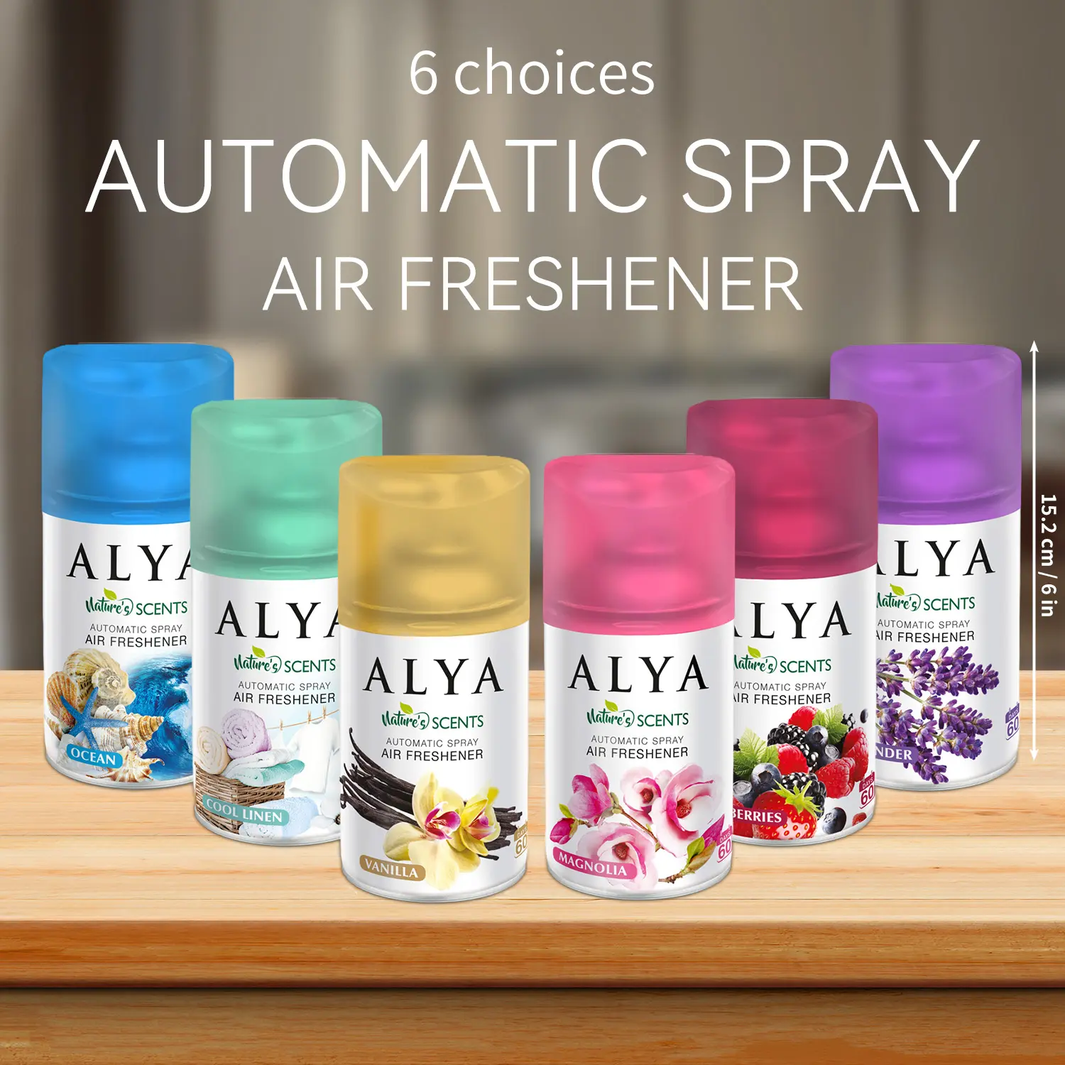 Automatic spray Air Freshener Refill, 6 Choices (Lavender, Cool Linen, Magnolia, Ocean, Mixed Berries, Vanilla), 3 Pieces per Pack, 5 Ounces per Piece, Scented Air Freshener for Bedroom, Bathroom, Garage, Kitchen