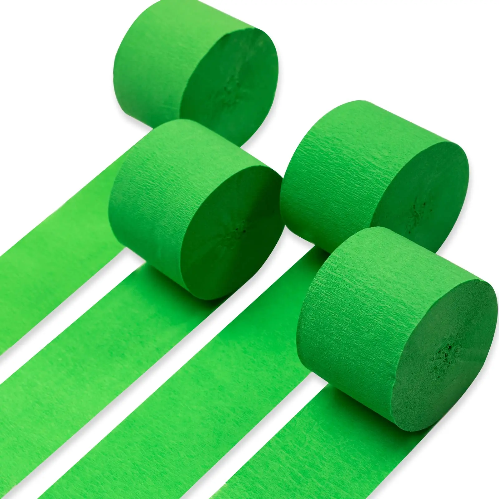 PartyWoo Lime Green Crepe Paper Streamers, 4 Rolls (1.8 in x 82 ft/Roll, Total 328 ft) - Convenient Festive Home Supplies for Doors, Walls, Fireplaces, Ceilings, Anniversary Decor, Convenience, Thicker Material