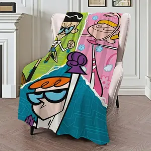 Cartoon Animation D Dexters Lab Microfiber Blanket for Sofa Bed Room Office Travel Home Gift Soft Cozy Throw,Birthday Gift, Gift for Him, Gift for Her