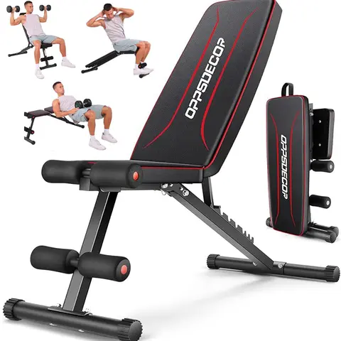 OPPSDECOR Adjustable Steel Frame Strength Training Bench - Home Gym Kit, 660lbs Load Capacity, 8 Backrests, Adjustable Non-Slip Foot Caps, for Abs, Chest, Arms & Resistance Training, Compact Foldable for Small Space Apartments, Easy Storage, SummerWins