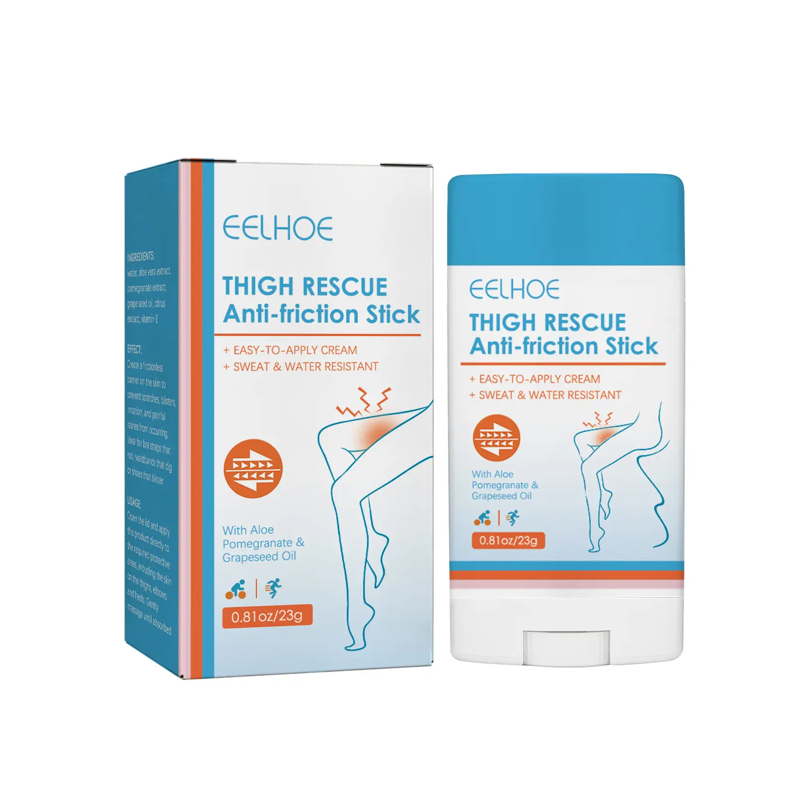 EELHOE SAVES SUMMER LEGS!  STOP THIGH CHAFING IN 10 SECS - SWEAT-PROOF GLIDE STICK Body Care Clear Antiperspirant Roll On