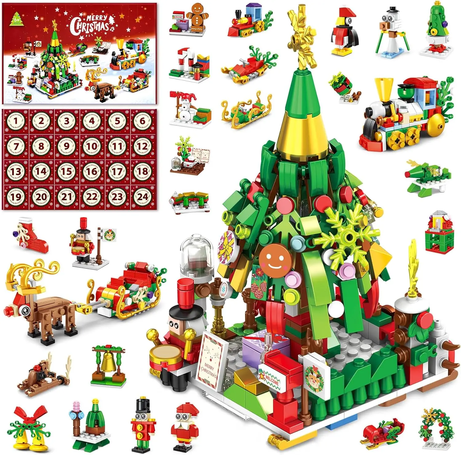 Valentine's Day New Year 2026 Gift Advent Calendar 2025 Kids Building Blocks, 24 Days Countdown Blind Box,12 IN 1 Valentine Tree & Street Building Blocks Set, Building Blocks Toys,Surprise Gifts for Boys and Girls