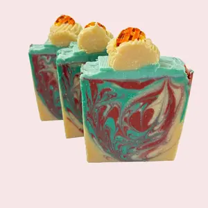 Vegan Apple Pie Cold Process Soap - Whipped Topping & Hanger Swirl - 100% Vegan Handcrafted Soap with Olive Coconut Shea & Avocado Oils - Moisturizing & Scented Body Care