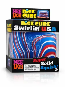 Schylling NeeDoh Nice Cube, Swirlin' USA Stress Relief Toy, Classic Novelty Toy Made in USA