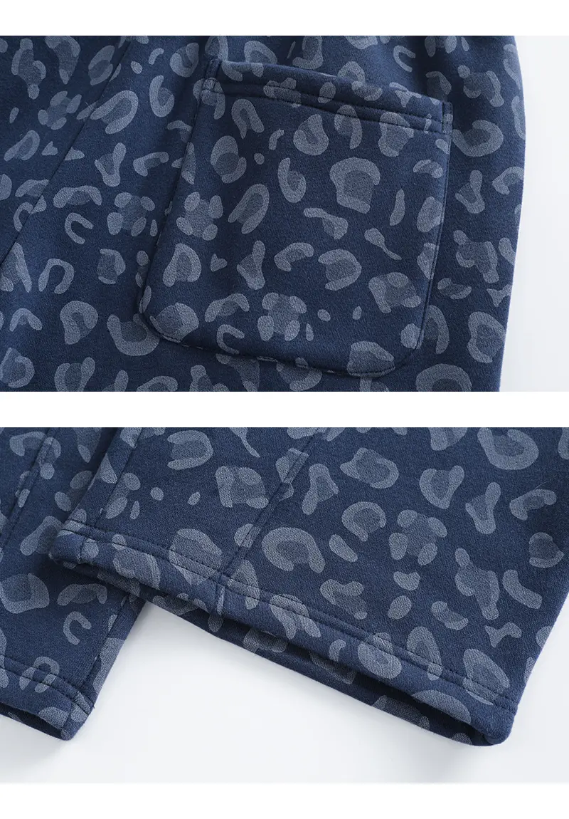 Unisex Cotton 2-Piece All-Over Leopard Print Streetwear Set - Loose-Fit Hoodie & Wide-Leg Pants, Casual Unboxing Gift, Multiple Colors