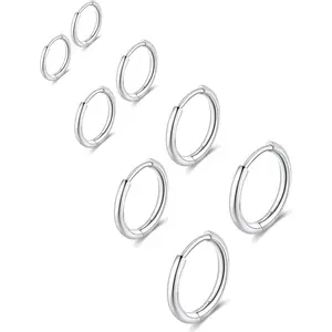 316L Surgical Stainless Steel Huggie Hoop Earrings 6mm 8mm 10mm 11mm 12mm 14mm Hypoallergenic Earrings Hoop Cartilage Helix Lobes Hinged Sleeper Earrings For Men Women