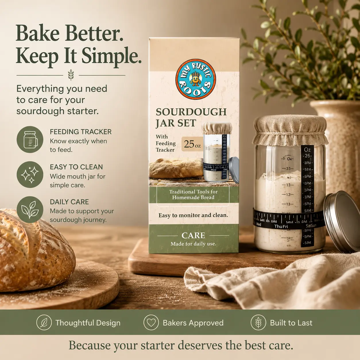 Complete Sourdough Starter Jar Kit – BONUS BAG OF STARTER