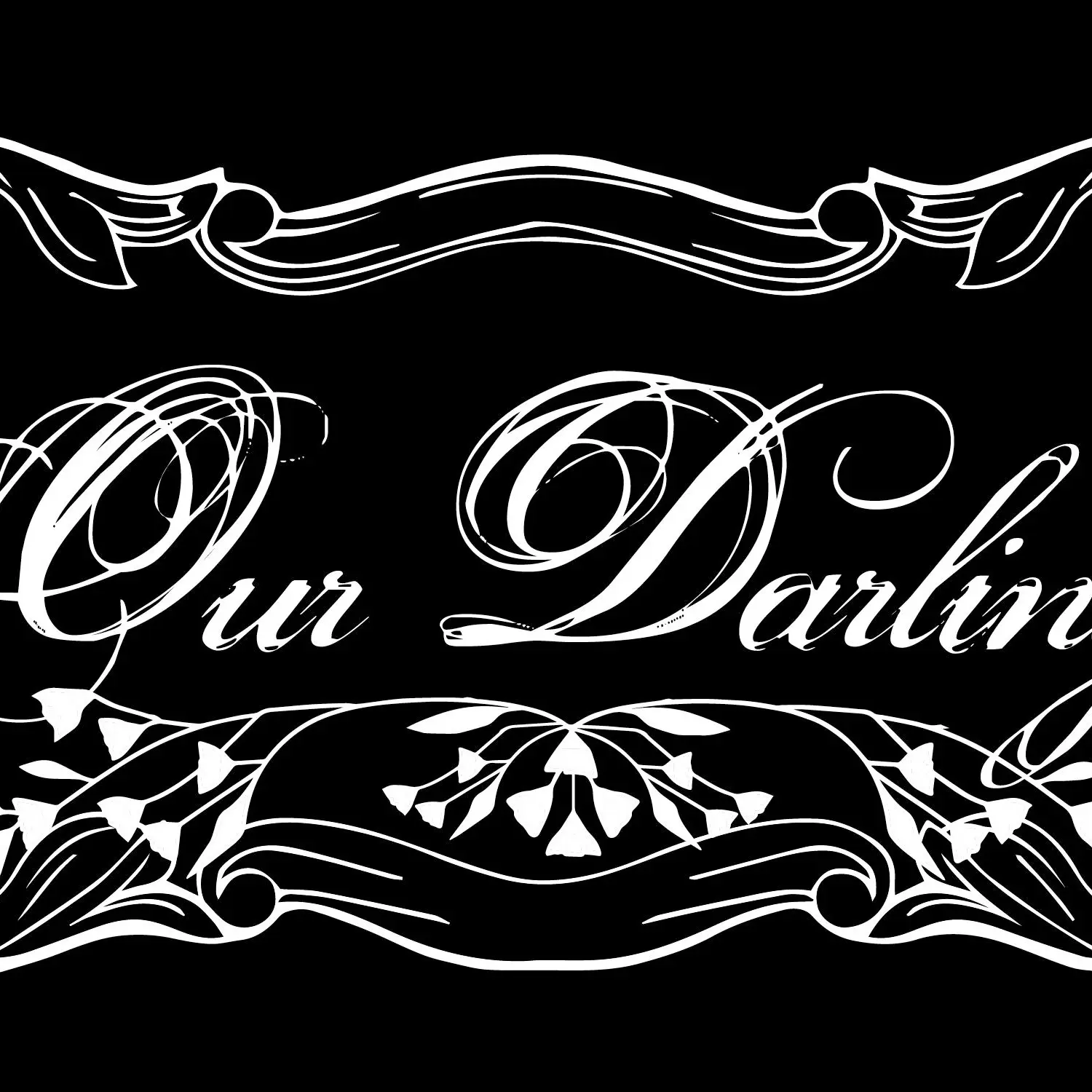 Our Darling Logo Tote - Black Tote with Decorative Design and Floral Accents