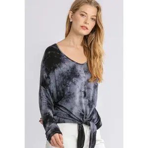 Women's 2025 Tie Dye Lightweight Long Sleeve Top - Casual Basic, Colorful Design, Comfortable Fit, Machine Washable, Imported - Womenswear