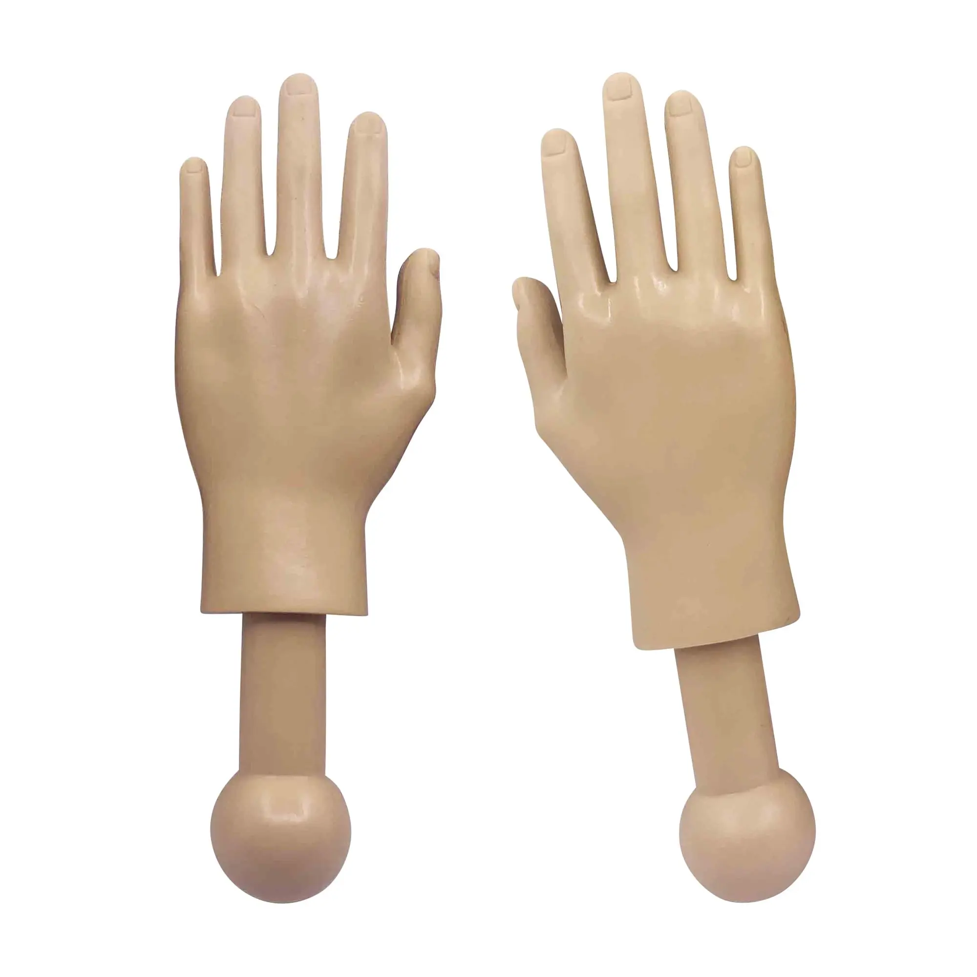Men's Costume Accessory 4.5-Inch Artificial Imitation Plastic Tiny Hand Puppets, Concealable Left-Right Fit Set, Beige Prank Props Novelty Toys for Entertaining Family & Co-Workers