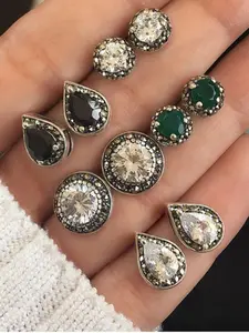 Vintage Water Drop Shaped Artificial Zircon Decorated Earrings, Versatile Earrings, Elegant Jewelry for Party, Daily Clothing Decor, Trendy All-match & Exquisite Jewelry for Birthday Gift