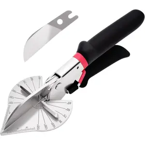 Multi Angle Miter Shears for Moulding and Trim, Quarter Round Cutting Tool for Cutting Soft Wood, Plastic, PVC, Adjust at 45-135 Degree Multi-Angle, Hand Tools with 1pc Extra Blade