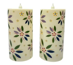 Temp-tations Set of (2) 8" Outdoor Fiberoptic Candles