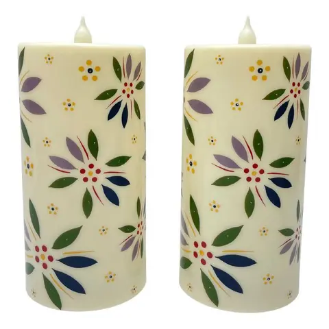 Temp-tations Set of (2) 8" Outdoor Fiberoptic Candles