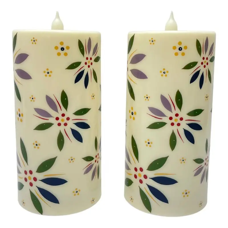 Temp-tations Set of (2) 8" Outdoor Fiberoptic Candles