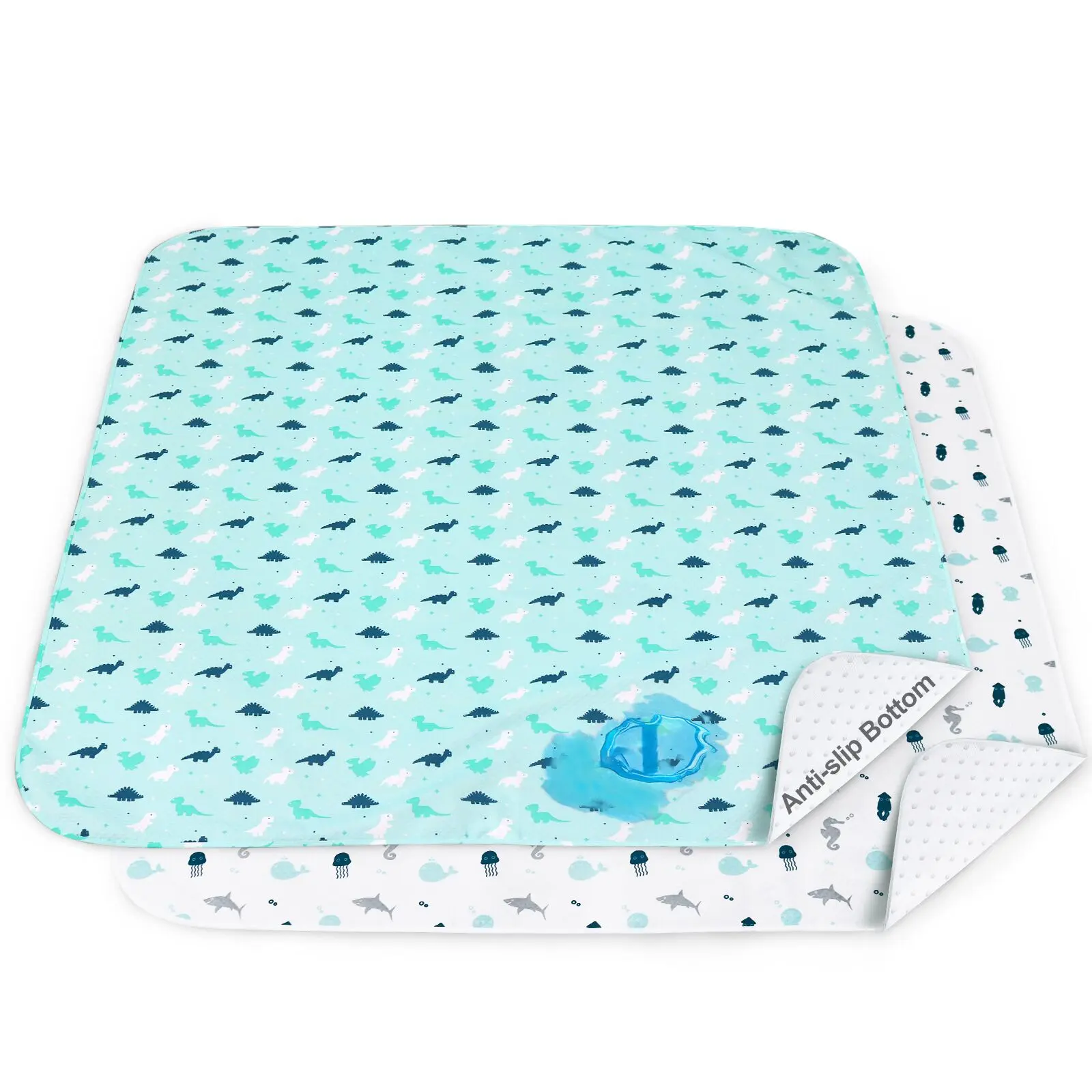 Aqua Dinosaur & White Ocean