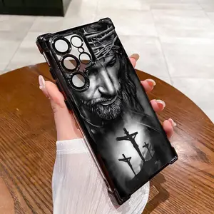 Jesus Clear Protective Four Comers Air Cushion Anti-drop CellPhone Case Clear Phone Case For SAMSUNG GALAXY S22 S23 S24 S25 FE ULTRA PLUS Four Corners Cases 194-07