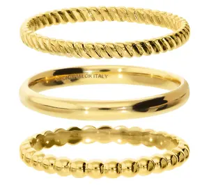 Bronzo Italia Set of 3 Thin Band Rings Bronzo Italia Set of 3 Thin Band Rings