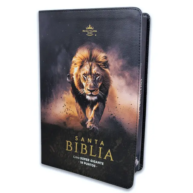 Super Giant Manual Letter Bible 19 points RV1960 imitation black skin lion and song with message in Spanish