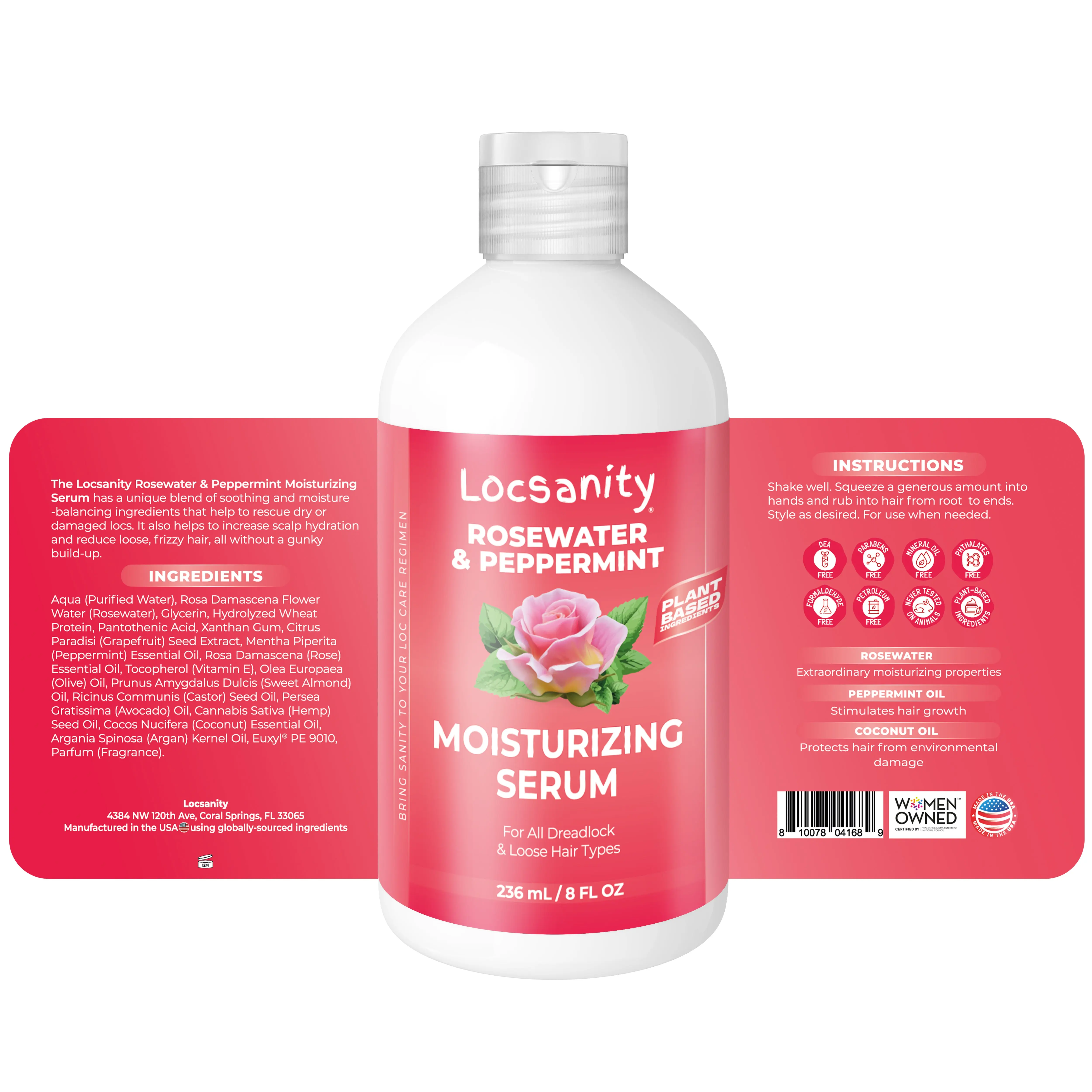 Rosewater Peppermint Deep Moisturizing and Nourishing Serum Moisture Daily Soothing Daily Hydrate Moisturizer Grapefruit Coconut