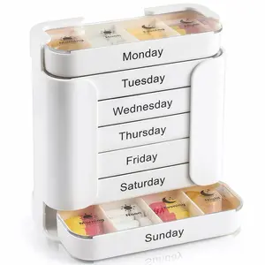 7 Day Large Capacity Portable Pill Organizer Box, Vitamin Organizer, Vitamin Dispenser, Supplement Organizer, Detachable Daily Compartments, Weekly Medication Planner, Travel Medicine Storage Case