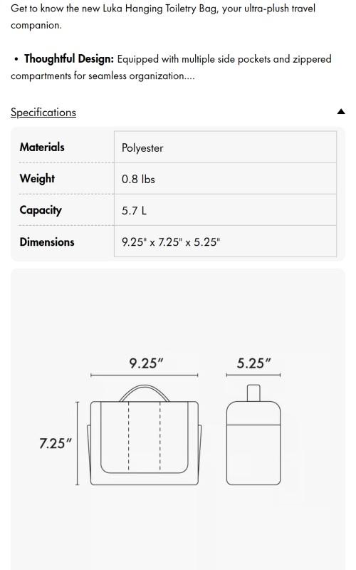 Luka Hanging Toiletry Bag