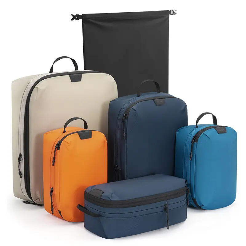 TOLACCEA 6 Piece Compression Packing Cubes, Waterproof Recycled Nylon Travel Organizers for Suitcases, Expandable Color-Coded Set for Family Travel & Bag Organization, Luggage Organizer, High-Capacity, Travel Stuff, Airplane Travel Accessories