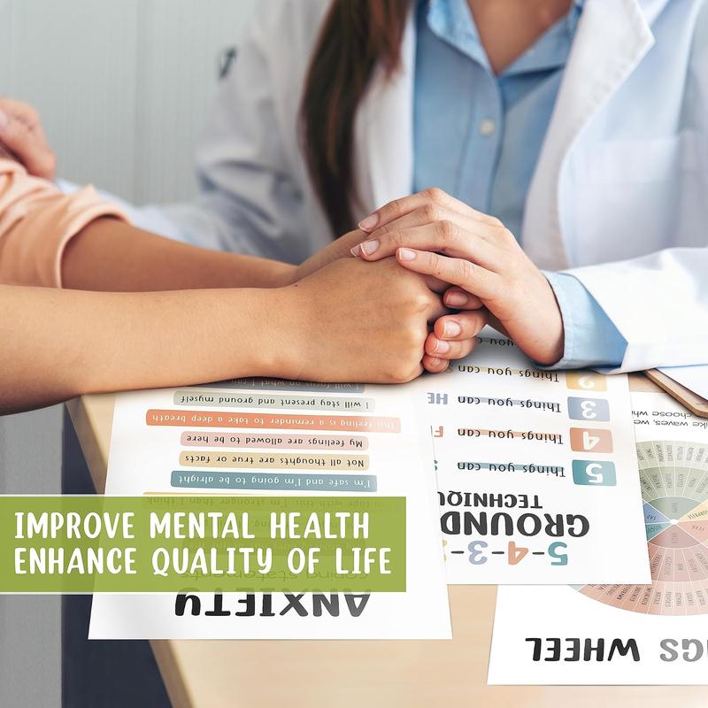 Care Mental Health Posters set 10 Multicolor, Therapy Office Decor, Counseling Office Must Haves School Counselor PR Colorful for Transforming Your Workspace into a Productive and Positive Environment