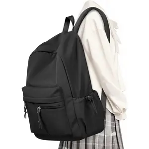 Black School Backpack for Girls Boys Bookbag Cute Aesthetic College Backpack Women Middle High School Teen Students Book Bag Lightweight Gym Work Laptop Casual Daypack Backpacks Men