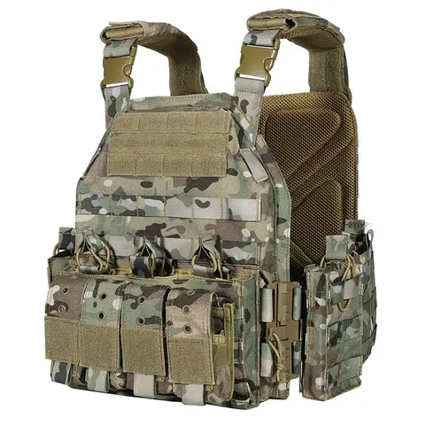 VT-6026-3 Camouflage Men's Tactical Chest Strap Sports Vest - QR Quick Release, Square Neck, Multiple Pockets, Fast Gear Access, All-Season Tactical Equipment for Outdoor Hunting Sports, Camouflage Design
