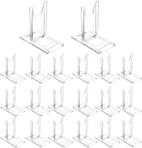 20 Packs Acrylic Display Stand, Adjustable Clear Desktop Book Stand & Collector Stand for Home Office Comic Magazine Postcard Art DVD Album Jewelry Pictures Platter Jtuxcke