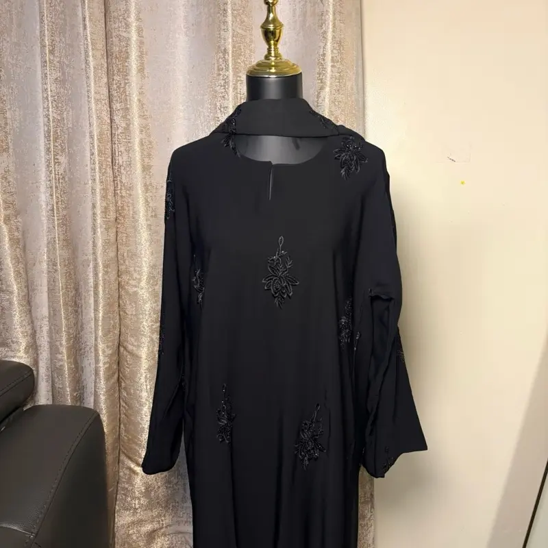 Tulip Embroidered Beaded Abaya Tulip Embroidered Beaded Abaya