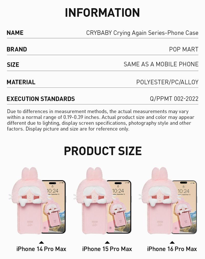 [Spanish] – POP MART CRYBABY Crying Again Series – Funda para iPhone 16 Pro Max